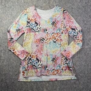 Soft Surroundings Wild Thing Sweater Tunic Women's Size S Multicolor V-Neck Top
